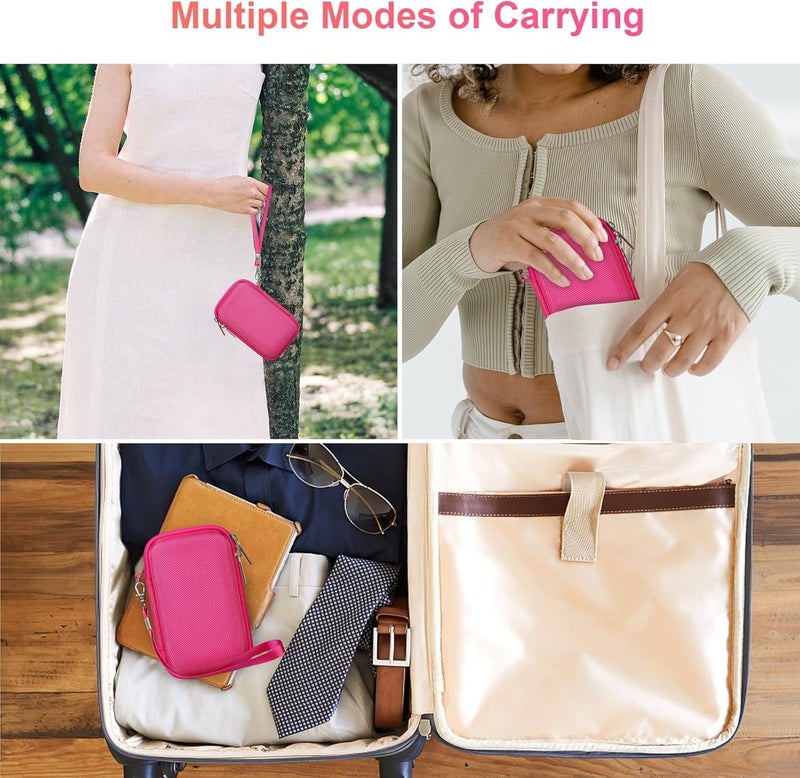 Canboc Case for Canon PowerShot SX740 SX730 HS Digital Camera, 1* Hard Carrying Case + 1* Soft Silicone Protective Cover with Removable Lens Cover, Rosered (Case Only) - Image 3